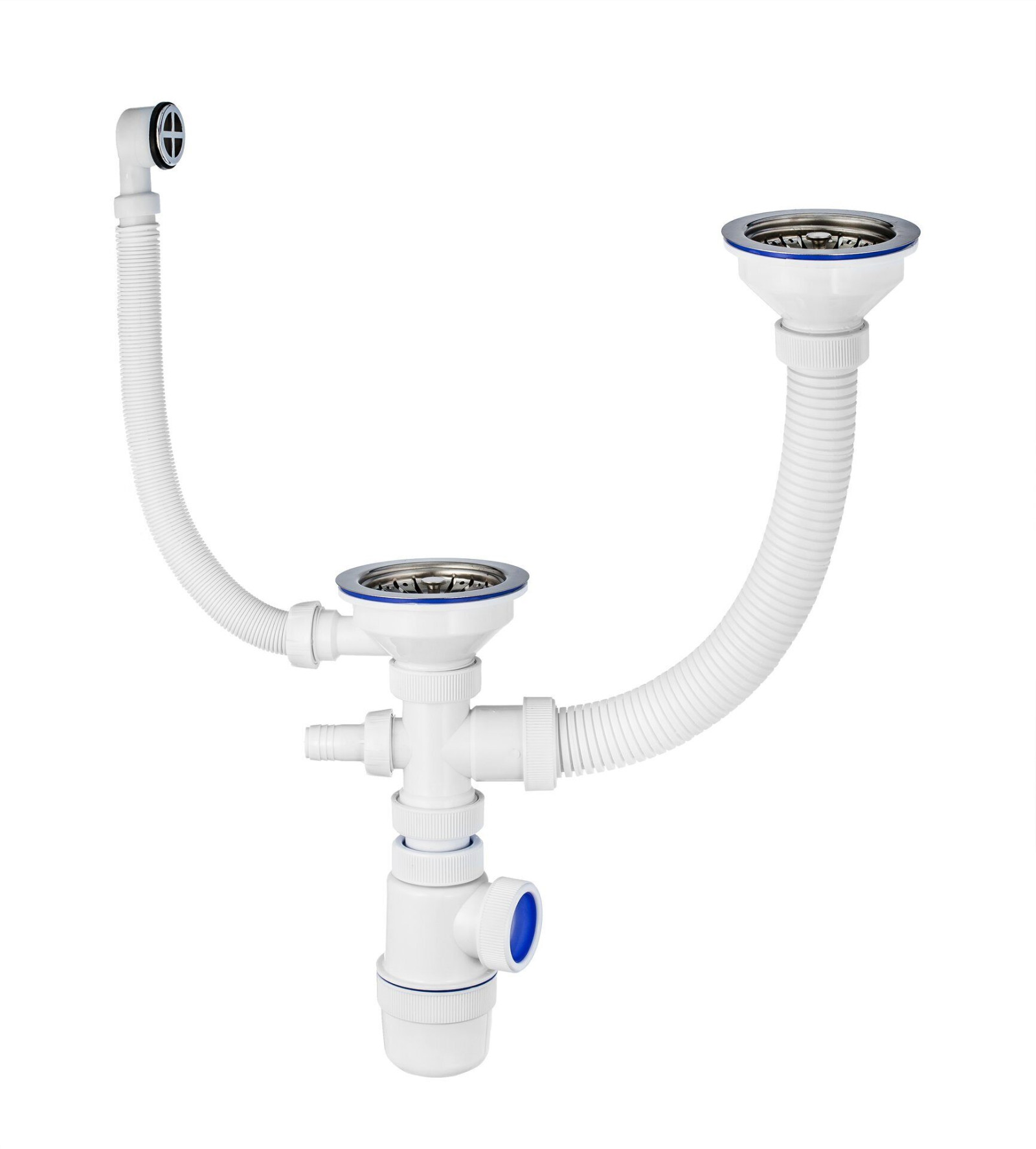 Сифон (А7500)3 1/2*40 с кр.пер.д/2-ух разноуровн.моек - фото - 1