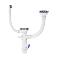 Сифон (А7500)3 1/2*40 с кр.пер.д/2-ух разноуровн.моек - фото - 1