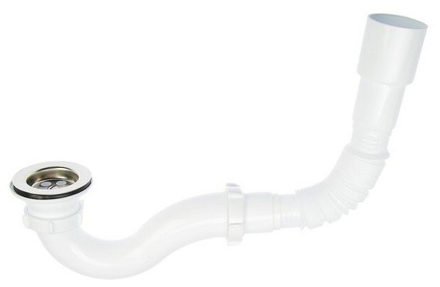 Сифон д/поддона 1 1/2 нержвып.(арт.V120) г/т 40*40/50 - фото - 1