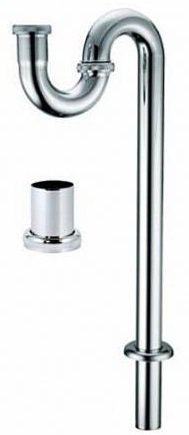 Сифон KAISER д/раков.с S-обр.труб. (хром) 975+вставка хром - фото - 1