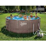 Бассейн каркасный Polygroup 366*122см песчан.фил4100л/ч.лесн.тент.подст.скимер  Р20-1248-S - фото - 1