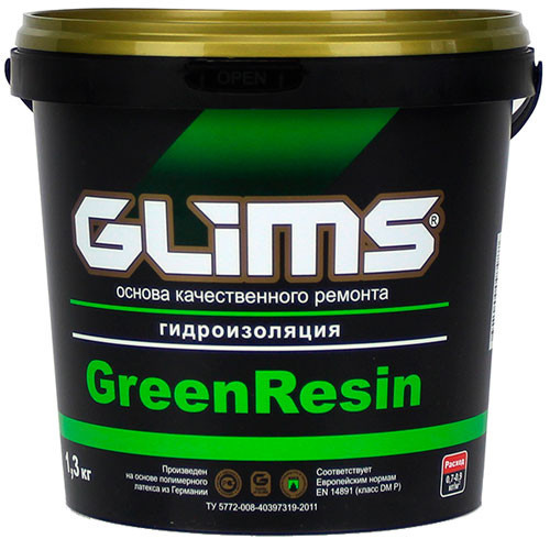 Упл. GLIMS GreenRezin (1,3кг/в) эластич.пастад/работ снаруж.и внутр - фото - 1
