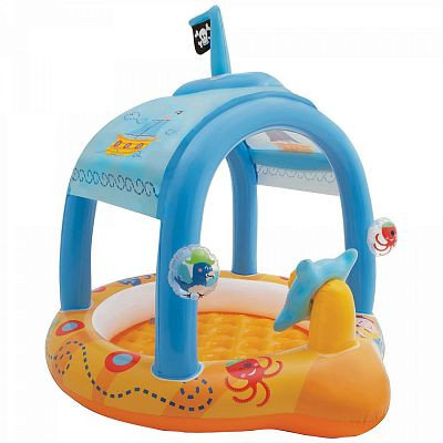 Бассейн Капитан с навес.и игрушками, надувн.пол (57426) - фото - 1