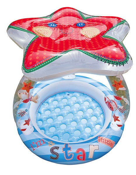 Бассейн Звездочка с навесом и игрушками, надувной пол (57428) - фото - 1