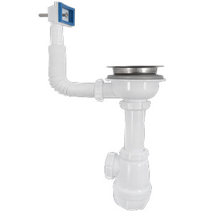 Сифон д/мойки 3 1/2 *40 нерж.вып. (ВО 145) с переливом - фото - 1