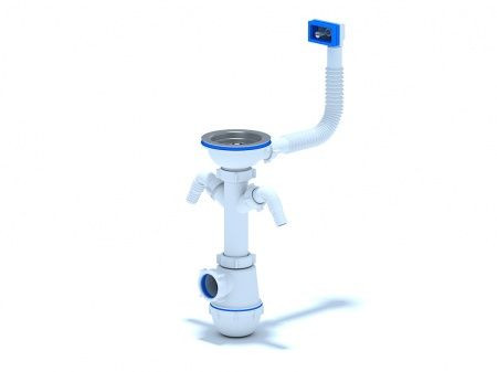 АП (А0146S) Сифон без г/т с прям.перел.с 2 отв.д/ст.маш. 3 1/2 - фото - 1