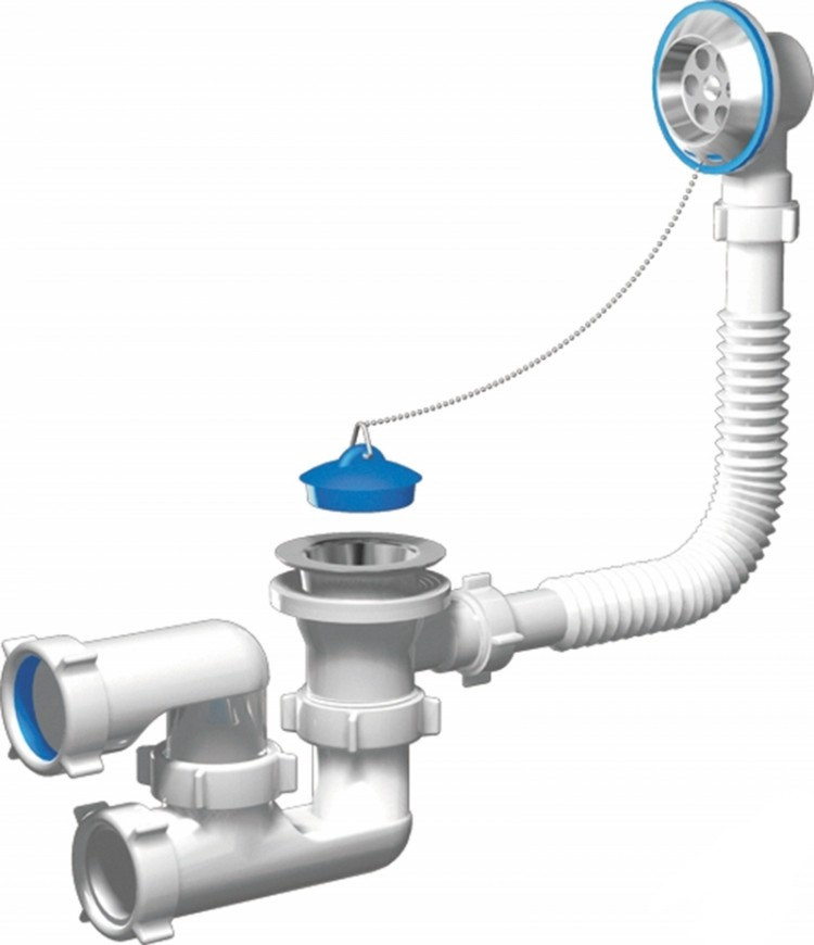 АП (Е250) Сифон без г/т д/ван.с вып.и перел. 1 1/2*40 (G43) - фото - 1