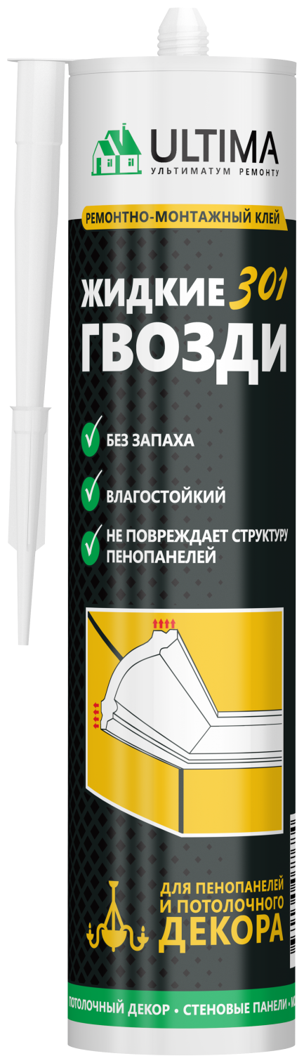 Клей акриловый д/монтажа панелей бел.300мл.ULTIMA - фото - 1
