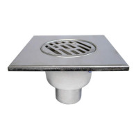 Трап прямой 150*150, хром - фото - 1