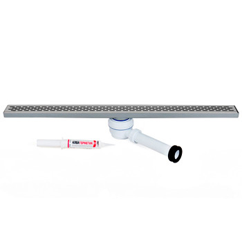 Трап линейный ВИР L=880мм нерж,сифон в компл - фото - 1