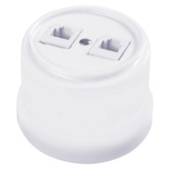 Розетка RJ45 двойная, пластик, белый В1-302-21 - 1 Розетка RJ45 двойная, пластик, белый В1-302-21 - фото - 1