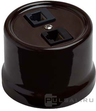 Розетка RJ45 двойная, пластик, коричневый В1-302-21 - фото - 1