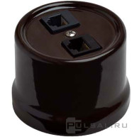 Розетка RJ45 двойная, пластик, коричневый В1-302-21 - фото - 1