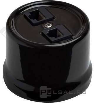 Розетка RJ45 двойная, пластик, черный В1-302-23 - фото - 1