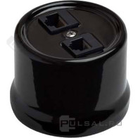 Розетка RJ45 двойная, пластик, черный В1-302-23 - 1 Розетка RJ45 двойная, пластик, черный В1-302-23 - фото - 1