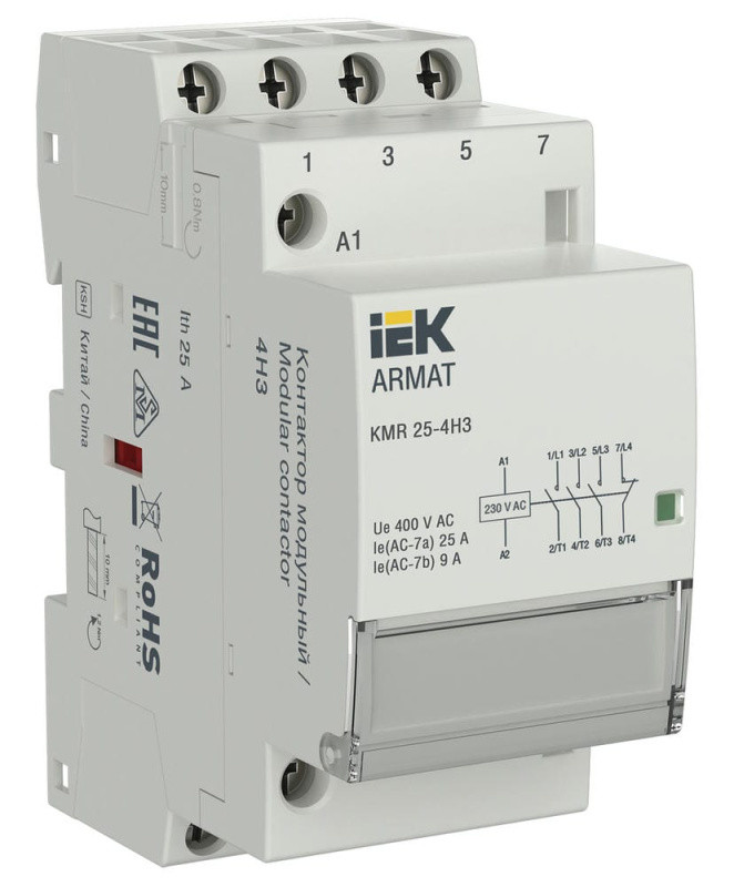 Контактор модульный KMR 25А 230В 4Н3 АС - фото - 1