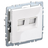 Розетка 2-ая компьютерная RJ45 кат.5E IEK BRITE белый РК10-2-БрБ - фото - 1