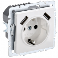 Розетка BRITE с USB A+A 2.1А  РЮш10-1-БрБ 16А с з/к/ш/ белая - фото - 1