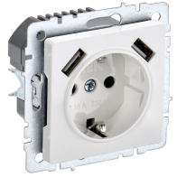 Розетка BRITE с USB A+A 2.1А РЮш10-1-БрБ 16А с з/к/ш/ белая - 1 Розетка BRITE с USB A+A 2.1А РЮш10-1-БрБ 16А с з/к/ш/ белая - фото - 1