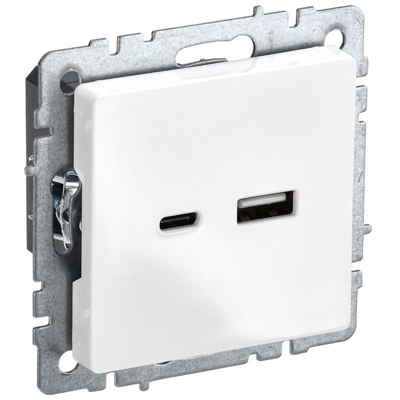 Розетка BRITE USB A+C 18Вт РЮ11-1-БрБ белая - фото - 1