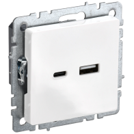 Розетка BRITE USB A+C 18Вт РЮ11-1-БрБ белая - 1 Розетка BRITE USB A+C 18Вт РЮ11-1-БрБ белая - фото - 1