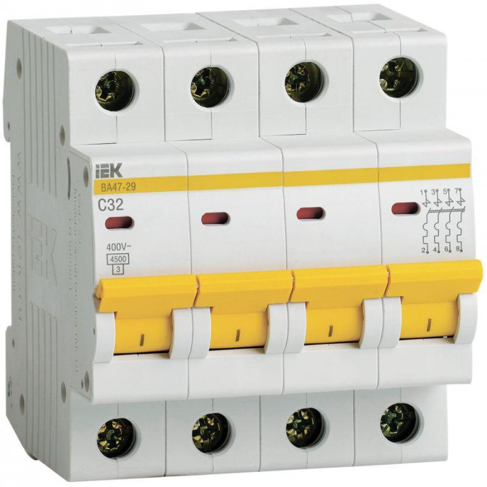 Автомат ВА47-29 4Р 32А 4,5кА х-ка IEK - фото - 1