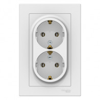 Розетка AtlasDesign 2-местная с заземлен в сборе  белый ATN000124 - фото - 1