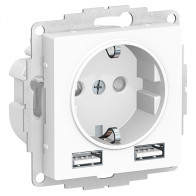Розетка AtlasDesign USB 5В/2,1А, 2х5В/1,05А SE белый ATN000133 - фото - 1