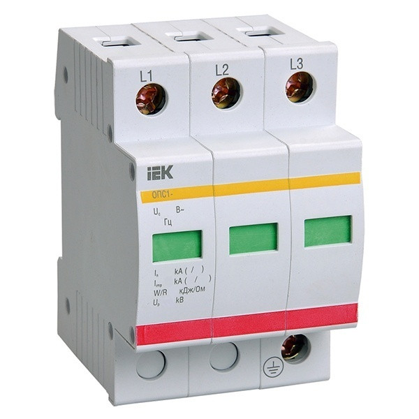 Ограничитель импульсных перенапряжений УЗИП 3П 400B 30-60kA IEK ОПС1-В MOP20-3-В - фото - 1