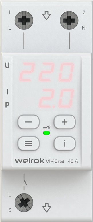 Реле напряжение Welrok VI-40 с контролем тока RED 40А - фото - 1