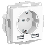 Розетка AtlasDesign 16А с 2 USB А+А 5В/24А, 2х5В/12А SE белый ATN000130 - фото - 1