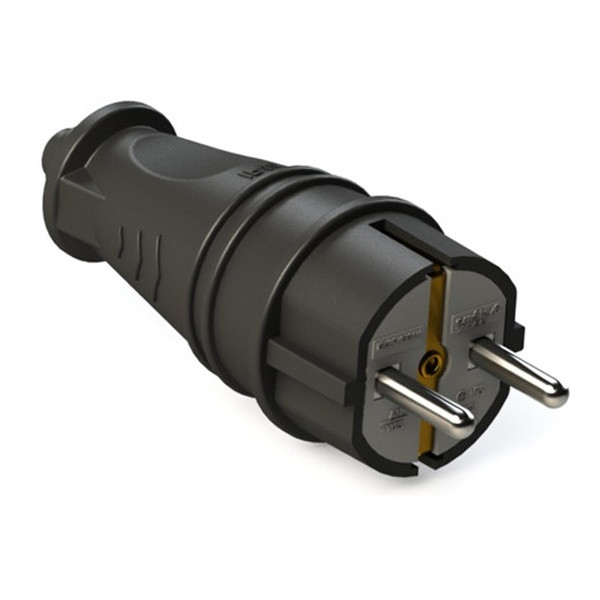 Вилка Черная Multiset с заземлен.IP44 16А каучук SE - фото - 1