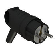 Вилка угловая Черная Multiset с заземлен.IP44 16А каучук SE - фото - 1