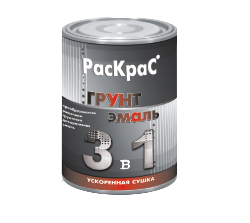 Грунт-эмаль по ржавчине 3в1 белая.0,9кг.РАСКРАС - фото - 1
